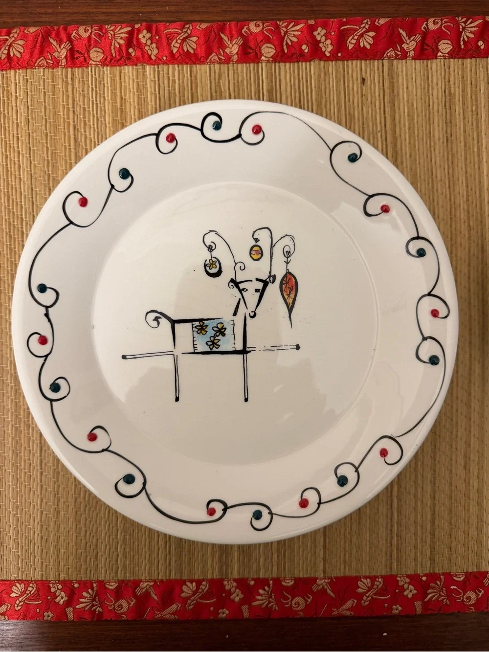 Sakura Vintage Holiday Reindeer Set Of 4 Plates Salad Dessert Hand Painted 8.5”